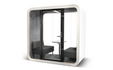 Soundproof meeting pod for office by Agile Designs with acoustic panels and glass walls